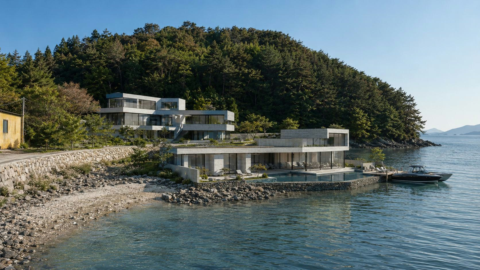 바다와 맞닿은 BUNKER VILLA 콘셉트